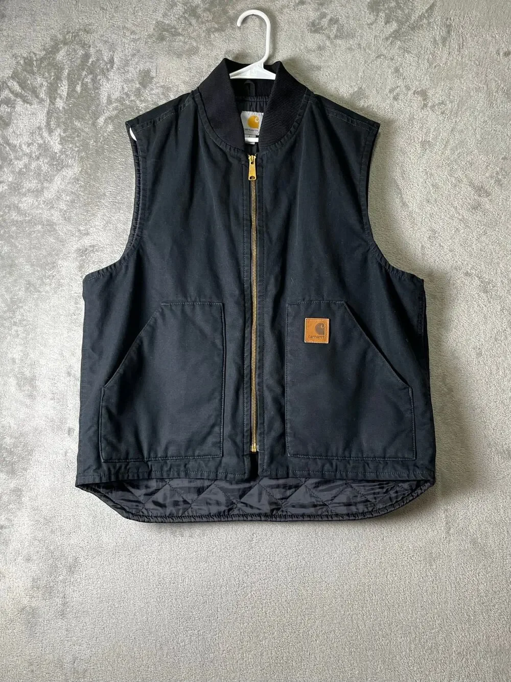 Carhartt Duck Work Vest Black Fade Utility Workwear Ranch Large Streetwear